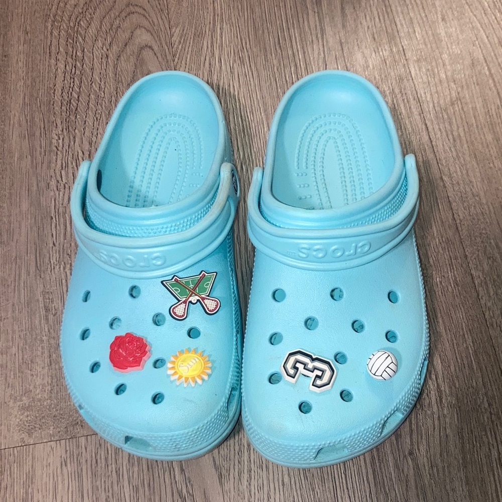 CROCS Kids Light Blue Clogs with Fun Charms